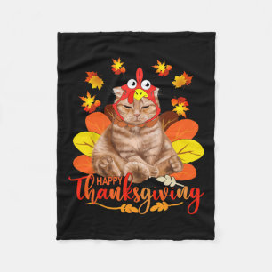 Happy Thanksgiving T-Shirt Katze Türkei Weihnachts Fleecedecke