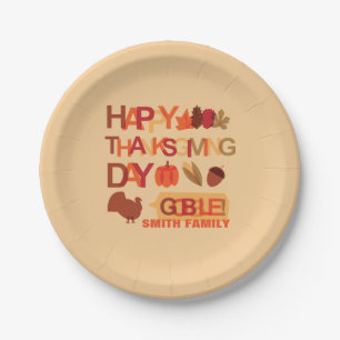Happy Thanksgiving-Tag Familienfest Pappteller