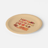 Happy Thanksgiving-Tag Familienfest Pappteller (Schrägansicht)