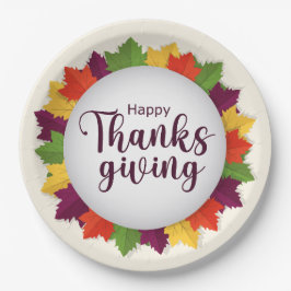 Happy Thanksgiving Tag Herbst Blätter Rahmen Pappteller