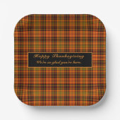 Happy Thanksgiving Tartan Karierte Herbstfarben Pappteller (Vorderseite)