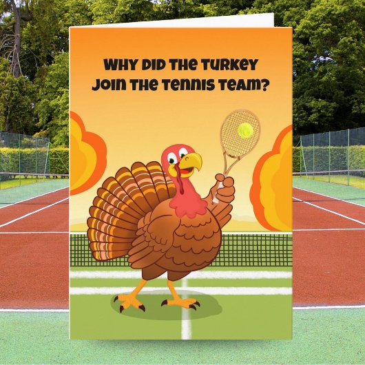 Happy Thanksgiving Tennis Turkey Riddle Karte