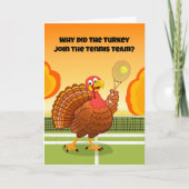 Happy Thanksgiving Tennis Turkey Riddle Karte (Vorderseite)