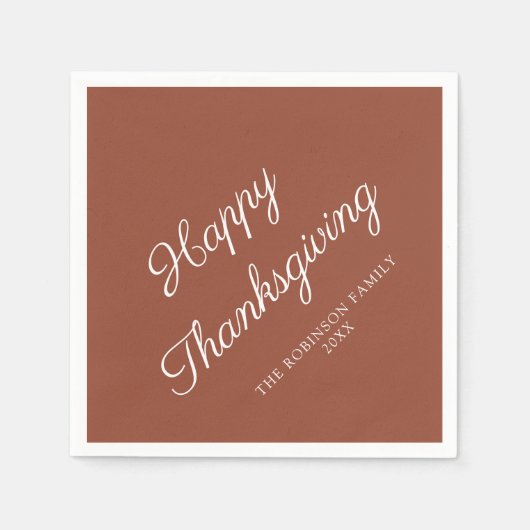 Happy Thanksgiving Terracotta Serviette (Vorderseite)