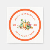 Happy Thanksgiving Text & Fall Harvest Serviette (Vorderseite)