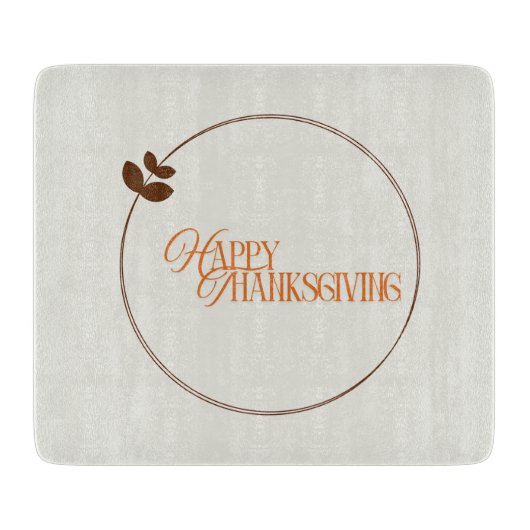 Happy Thanksgiving text leaf circle Schneidebrett (Vorderseite)