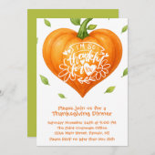 Happy Thanksgiving Thankful Heart Pumpkin Einladung (Vorne/Hinten)