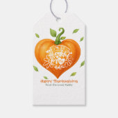 Happy Thanksgiving Thankful Heart Pumpkin Geschenkanhänger (Vorderseite)