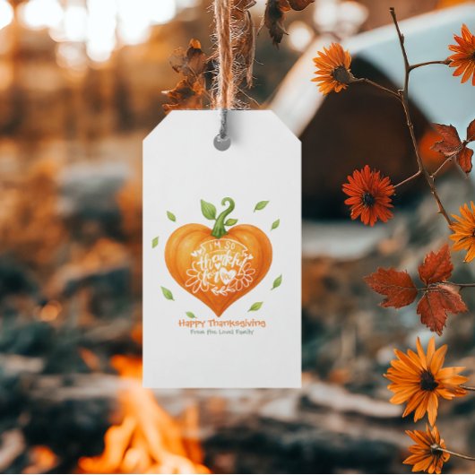 Happy Thanksgiving Thankful Heart Pumpkin  Geschenkanhänger