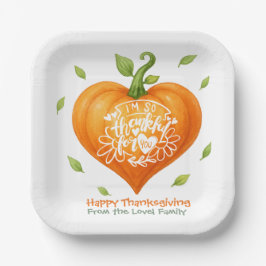 Happy Thanksgiving Thankful Heart Pumpkin Pappteller