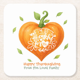 Happy Thanksgiving Thankful Heart Pumpkin Rechteckiger Pappuntersetzer