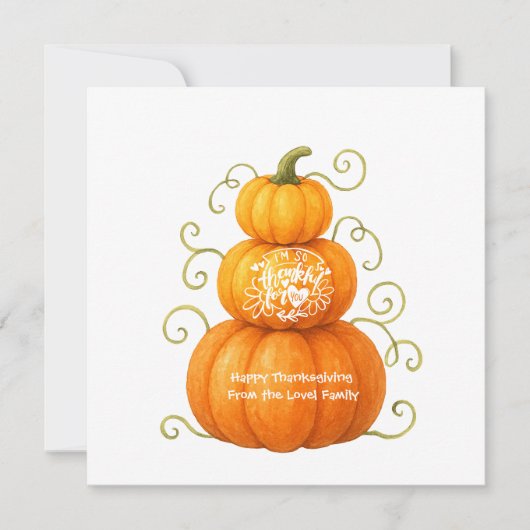 Happy Thanksgiving Thankful Pumpkins Feiertagskarte (Vorderseite)