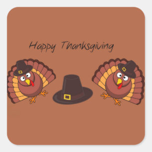 Happy Thanksgiving themed Quadratischer Aufkleber