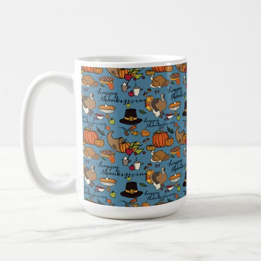 Happy Thanksgiving Themed Tasse Blue Background (Links)