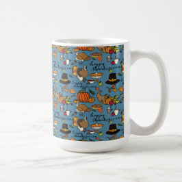 Happy Thanksgiving Themed Tasse Blue Background
