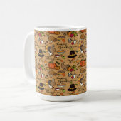 Happy Thanksgiving Themed Tasse w/Tan Background (Vorderseite Links)