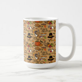 Happy Thanksgiving Themed Tasse w/Tan Background