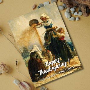 Happy Thanksgiving Three Women Harvest Roussin Karte