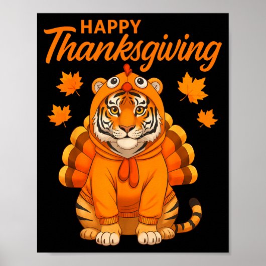 Happy Thanksgiving Tiger Women Boys Girls Kids Out Poster (Vorne)