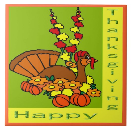Happy Thanksgiving Tile Fliese (Vorderseite)