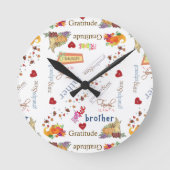 Happy Thanksgiving Time Clock Runde Wanduhr (Vorderseite)