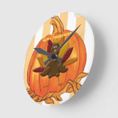 Happy Thanksgiving Time Clock Runde Wanduhr (Winkel)