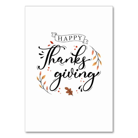 Happy Thanksgiving Tischnummer (Vorderseite)