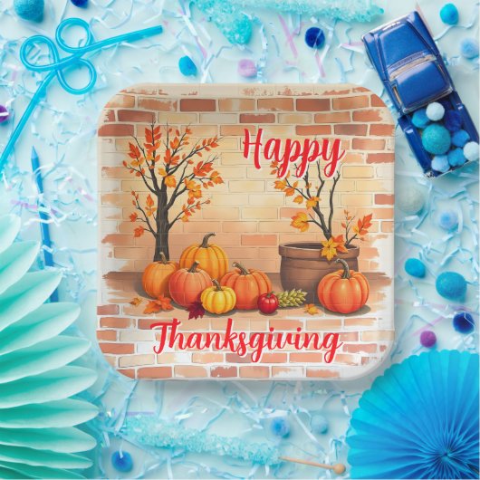 Happy Thanksgiving Trendy Beautiful Fall Pappteller (Party)
