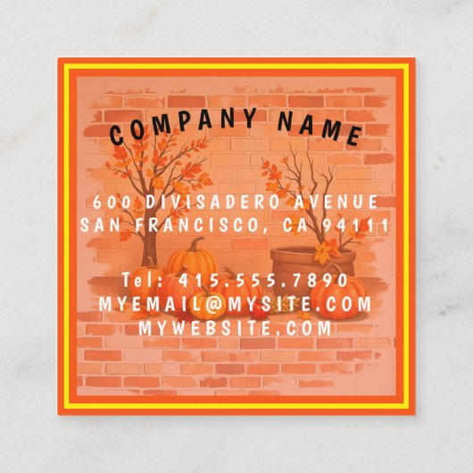 Happy Thanksgiving Trendy Beautiful Fall Quadratische Visitenkarte (Rückseite)