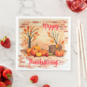 Happy Thanksgiving Trendy Beautiful Fall Serviette (Beispiel)