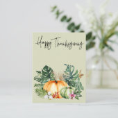 Happy Thanksgiving Tropical Pumpkin Postkarte (Stehend Vorderseite)
