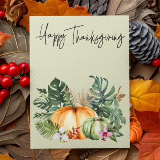 Happy Thanksgiving Tropical Pumpkin Postkarte