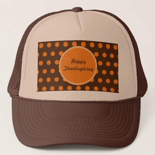Happy Thanksgiving Trucker Hat (Brown & Orange) Truckerkappe (Vorderseite)