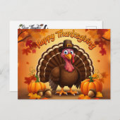 Happy Thanksgiving Türkei Feiertagspostkarte (Vorne/Hinten)