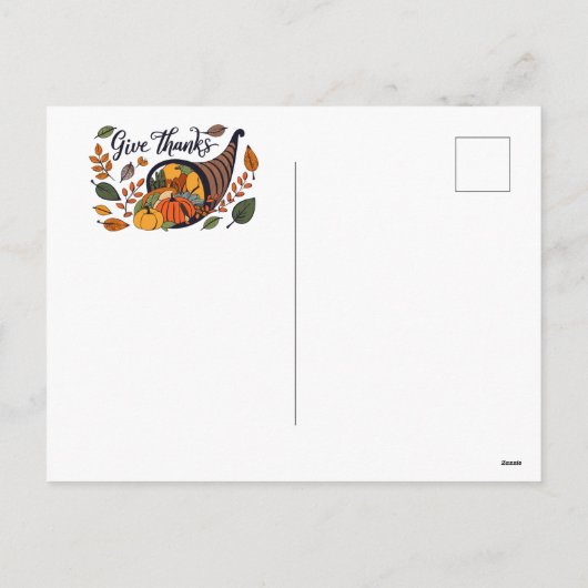 Happy Thanksgiving Türkei Feiertagspostkarte (Rückseite)