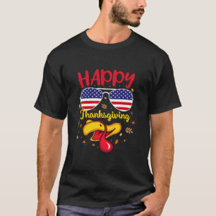 Happy Thanksgiving Türkei Gesicht US Flag Danke T-Shirt