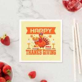 Happy Thanksgiving Türkei mit Pie Small Serviette
