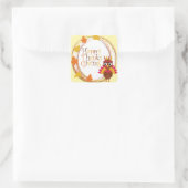 Happy Thanksgiving Türkei Niedlich Quadratischer Aufkleber (Tasche)