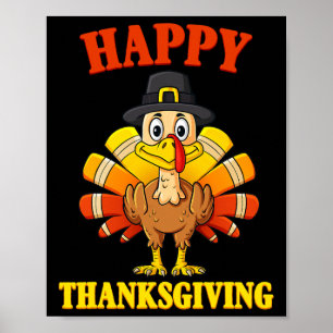 Happy Thanksgiving Türkei Pilgrim Boys Girls Kinde Poster