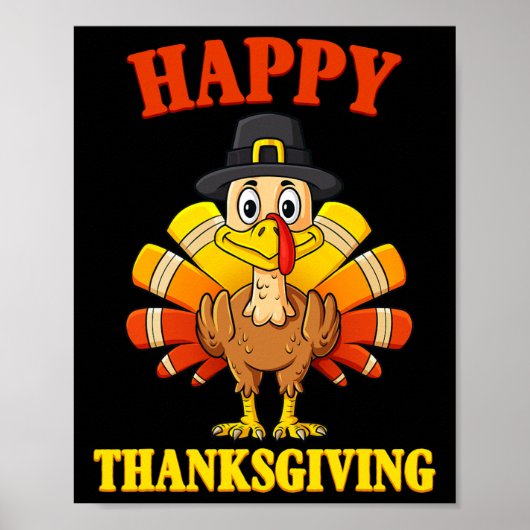 Happy Thanksgiving Türkei Pilgrim Boys Girls Kinde Poster (Vorne)