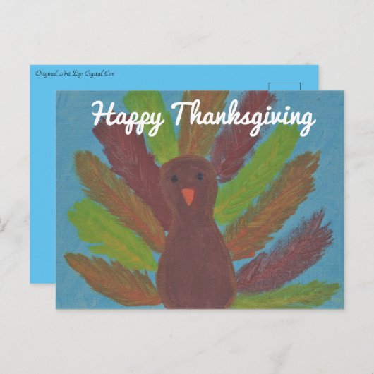 Happy Thanksgiving Türkei Postkarte (Vorne/Hinten)