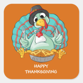 Happy Thanksgiving Türkei Quadratischer Aufkleber