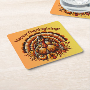 Happy Thanksgiving Türkei Rechteckiger Pappuntersetzer