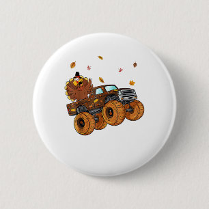 Happy Thanksgiving Türkei Riding Monster Truck Boy Button