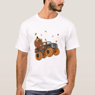 Happy Thanksgiving Türkei Riding Monster Truck Boy T-Shirt