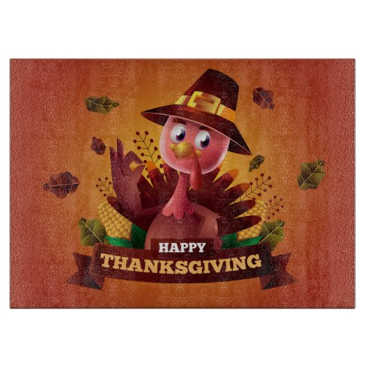 Happy Thanksgiving Türkei Schneidebrett (Vorderseite)