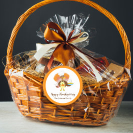 Happy Thanksgiving Türkei serviert Kuchen & Eis Cr Runder Aufkleber