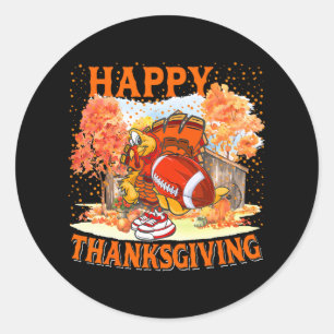 Happy Thanksgiving Türkei spielen Fußball Spieler Runder Aufkleber