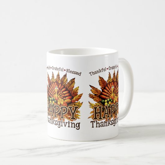 Happy Thanksgiving Türkei Tasse (VorderseiteRechts)