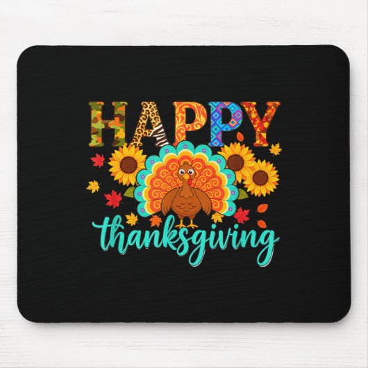 Happy Thanksgiving Turkey & Sunflower, Thanksg Mousepad (Vorne)